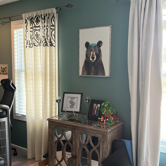 Target Threshold Curtains Cream/Off-White with Grey Embroidery - Set of 2 Panels - Picture 3 of 5